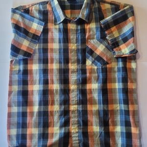 Oakley Blue and Orange Casual Button Down Shirt L 22W X 28L